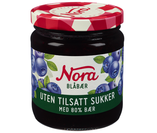 Nora Blåbæresyltetøy 80%,  275 gr.