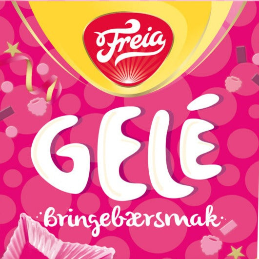 Freia gele med bringebæresmak, 125 gr.